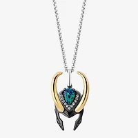 Marvel Fine Jewelry Womens Diamond Accent Lab Created Green Opal 14K Gold Over Silver Sterling Silver 18 Inch Pendant Necklace