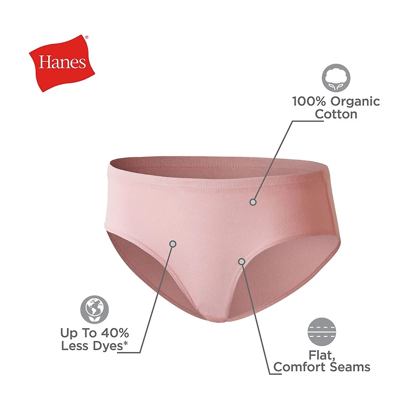 Hanes Ultimate Pure Comfort Organic Cotton Little & Big Kid Girls 8 Pack Brief Panty Guocb8