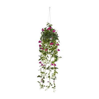 Nearly Natural 30" Petunia Hanging Basket Artificial Plant