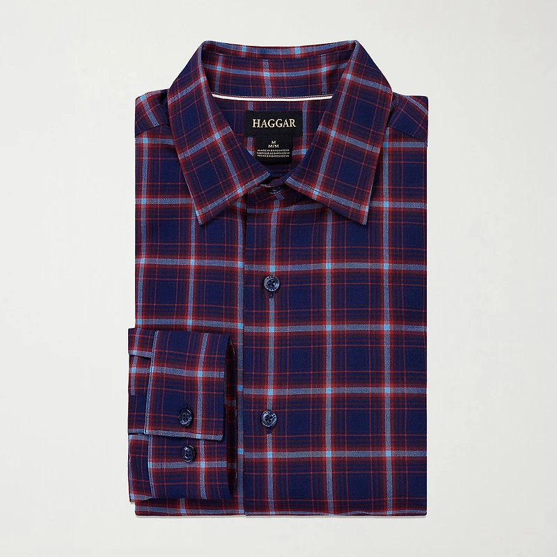 Haggar Mens Long Sleeve Regular Fit Big and Tall Button-Down Shirt