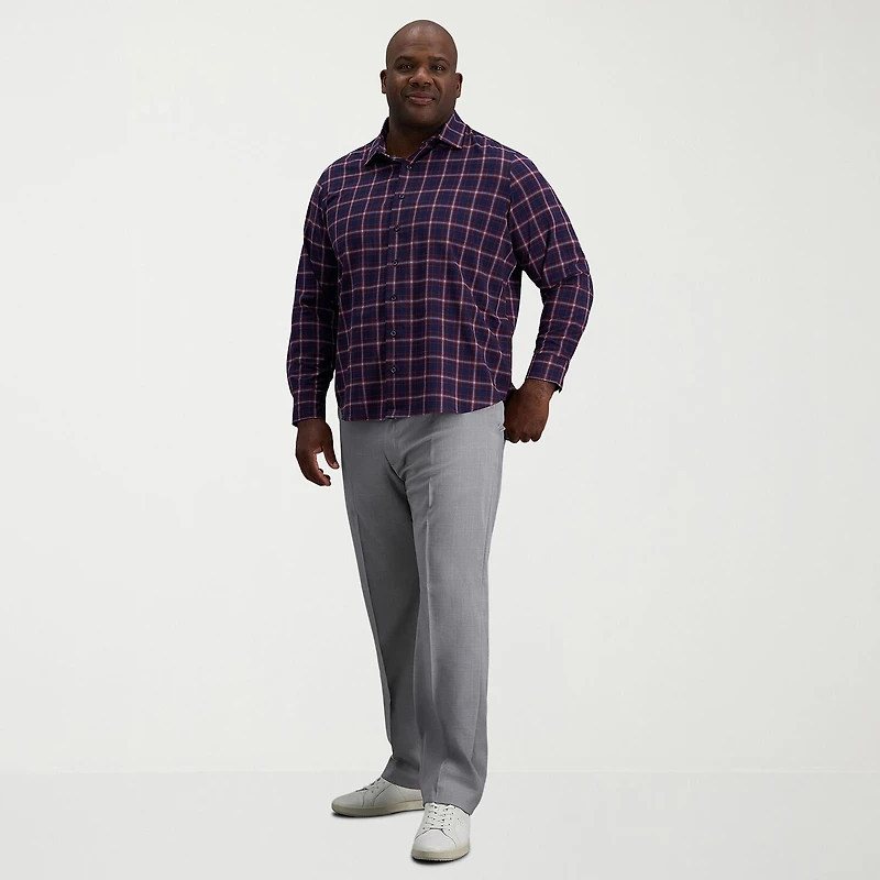 Haggar Mens Long Sleeve Regular Fit Big and Tall Button-Down Shirt