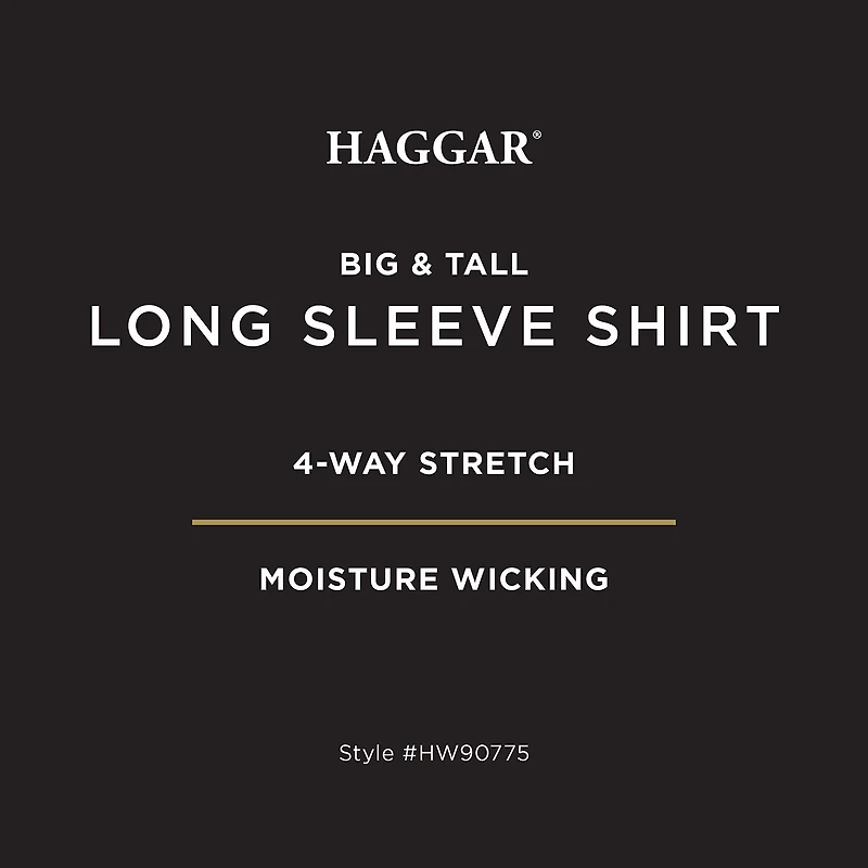 Haggar Mens Long Sleeve Regular Fit Big and Tall Button-Down Shirt