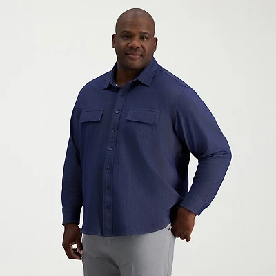 Haggar Mens Long Sleeve Regular Fit Big and Tall Button-Down Shirt