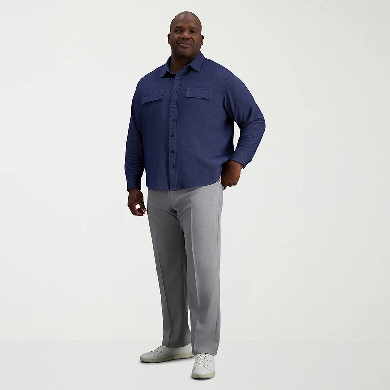 Haggar Mens Long Sleeve Regular Fit Big and Tall Button-Down Shirt