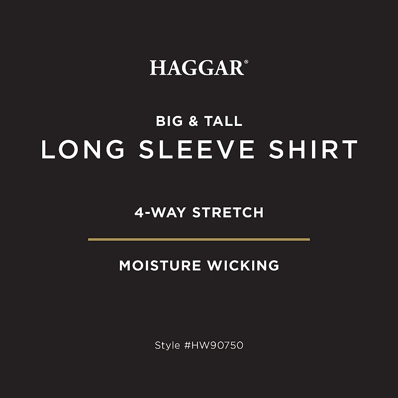 Haggar Mens Long Sleeve Regular Fit Big and Tall Button-Down Shirt