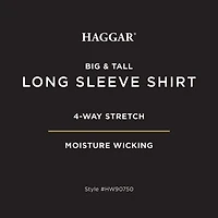 Haggar Mens Long Sleeve Regular Fit Big and Tall Button-Down Shirt