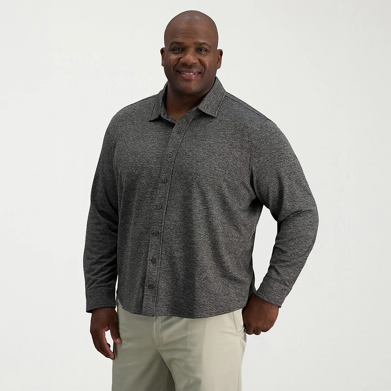 Haggar Mens Long Sleeve Regular Fit Big and Tall Button-Down Shirt