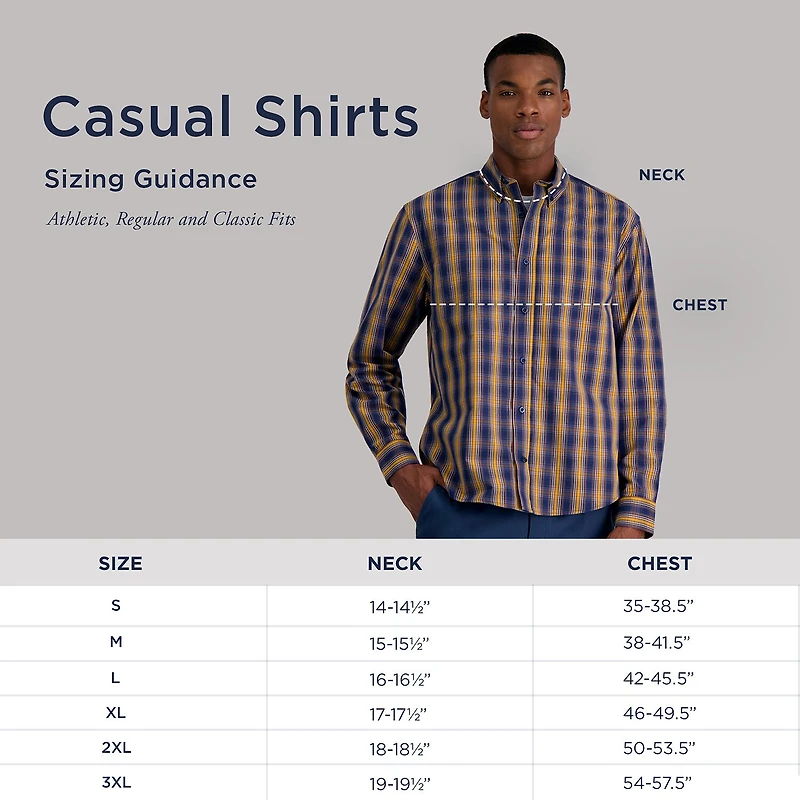 Haggar Mens Long Sleeve Regular Fit Big and Tall Button-Down Shirt