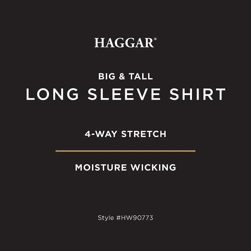 Haggar Mens Long Sleeve Regular Fit Big and Tall Button-Down Shirt