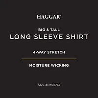 Haggar Mens Long Sleeve Regular Fit Big and Tall Button-Down Shirt