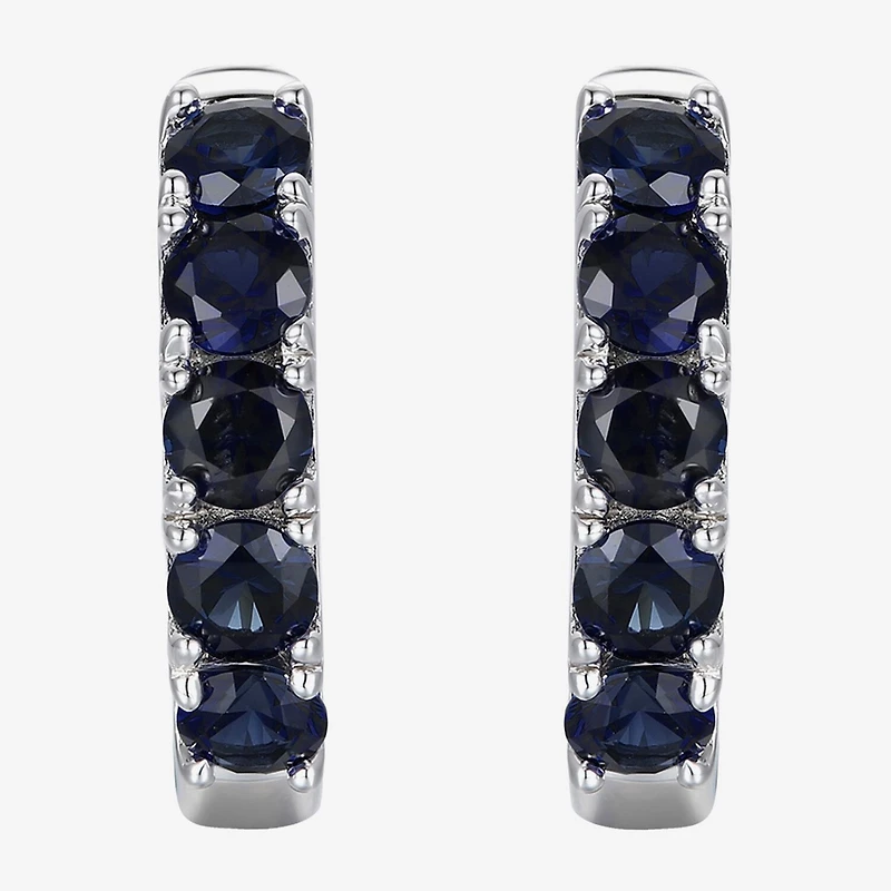 Womens Genuine Gemstone 10K Gold 13mm Hoop Earrings