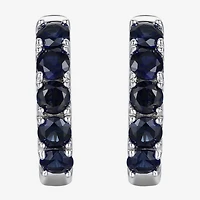 Womens Genuine Gemstone 10K Gold 13mm Hoop Earrings