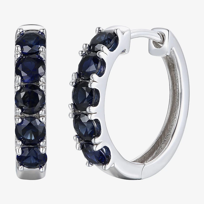 Womens Genuine Gemstone 10K Gold 13mm Hoop Earrings