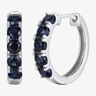 Womens Genuine Gemstone 10K Gold 13mm Hoop Earrings