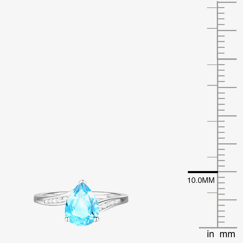 (I-J/I2-I3) Womens 1/10 CT. T.W. Natural Diamond and Genuine Gemstone 10K Gold Pear Side Stone Bypass  Cocktail Ring