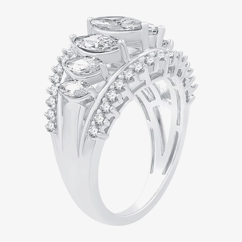 (G, Si1-Si2) Womens 2 1/2 CT. T.W. Lab Grown White Diamond 10K Gold Cocktail Ring