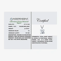 ( H-I/Si1-Si2 ) 2 CT. Lab-Grown Diamond 14K Gold Round 18 Inch Pendant Necklace