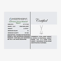 ( H-I/Si1-Si2 ) 2 CT.  Lab-Grown Diamond 14K Gold Pear 18 Inch Pendant Necklace