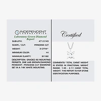 ( H-I/Si1-Si2 ) 2 CT. Lab-Grown Diamond 14K Gold Princess 18 Inch Pendant Necklace