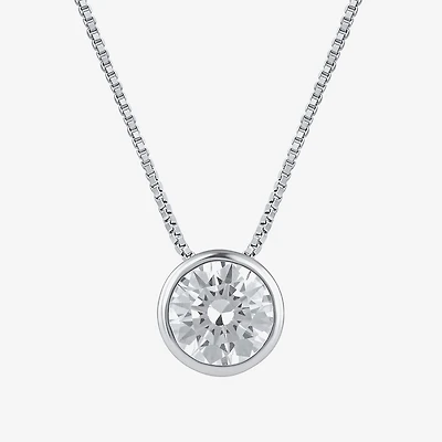 (F / Si2) Womens 2 CT. Lab Grown White Diamond 10K Gold Round 18 Inch Pendant Necklace