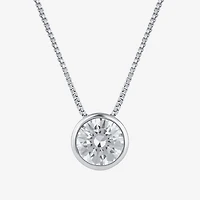 (F / Si2) Womens 2 CT. Lab Grown White Diamond 10K Gold Round 18 Inch Pendant Necklace