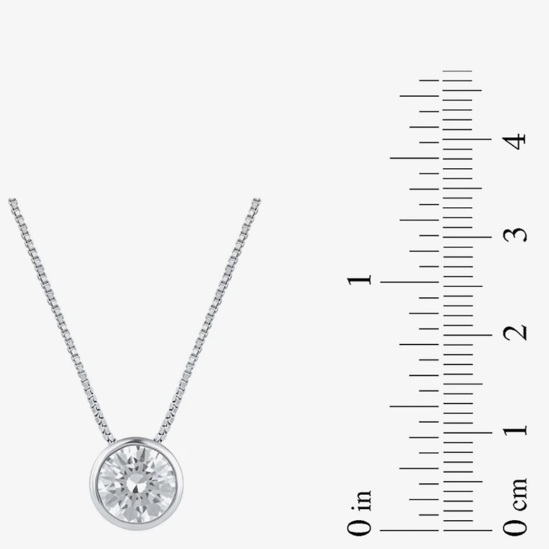 (F / Si2) Womens 2 CT. Lab Grown White Diamond 10K Gold Round 18 Inch Pendant Necklace