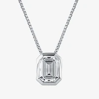 (F / Si2) Womens 2 CT. Lab Grown White Diamond 10K White Gold Emerald 18 Inch Pendant Necklace