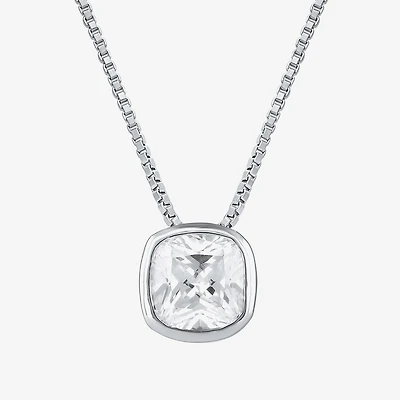 (F / Si2) Womens 2 CT. Lab Grown White Diamond 10K Gold Cushion 18 Inch Pendant Necklace