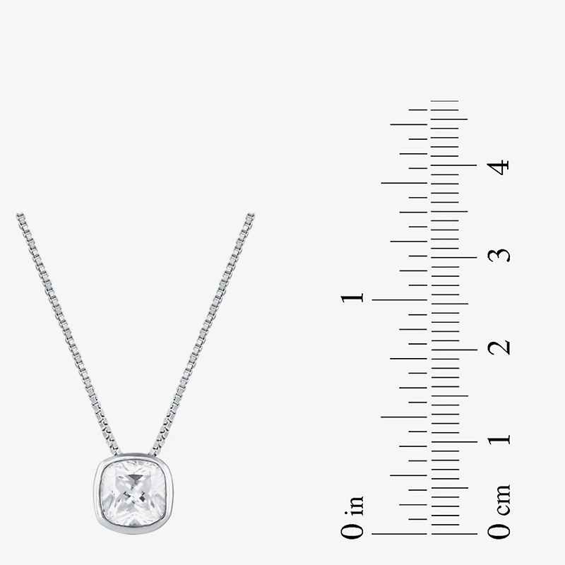 (F / Si2) Womens 2 CT. Lab Grown White Diamond 10K Gold Cushion 18 Inch Pendant Necklace