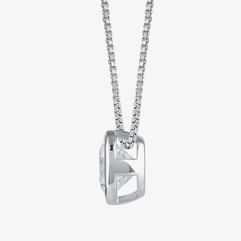 (F / Si2) Womens 2 CT. Lab Grown White Diamond 10K Gold Cushion 18 Inch Pendant Necklace