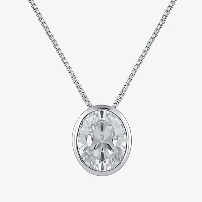 (F / Si2) Womens 2 CT. Lab Grown White Diamond 10K Gold Oval 18 Inch Pendant Necklace