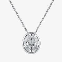 (F / Si2) Womens 2 CT. Lab Grown White Diamond 10K Gold Oval 18 Inch Pendant Necklace