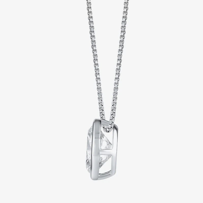 (F / Si2) Womens 2 CT. Lab Grown White Diamond 10K Gold Oval 18 Inch Pendant Necklace