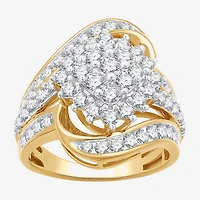 (G, Si1-Si2) Womens 2 CT. T.W. Lab Grown White Diamond 14K Gold Over Silver Cluster Cocktail Ring
