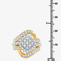 (G, Si1-Si2) Womens 2 CT. T.W. Lab Grown White Diamond 14K Gold Over Silver Cluster Cocktail Ring