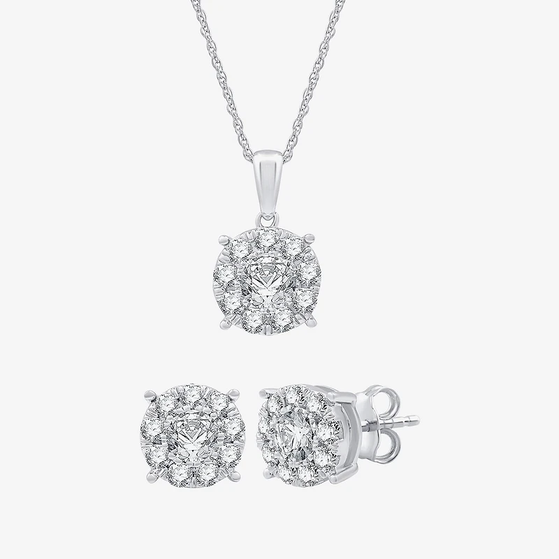 (G, Si1-Si2) Womens 2 CT. T.W. Lab Grown White Diamond Sterling Silver Round 2-pc. Jewelry Set