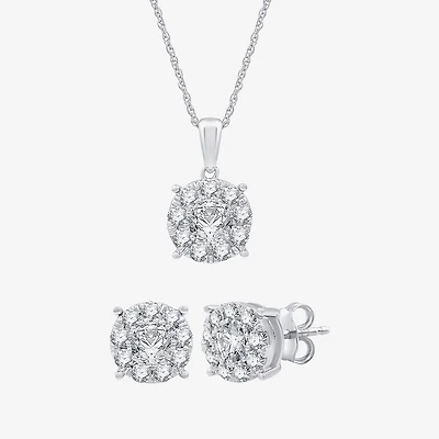 (G, Si1-Si2) Womens 2 CT. T.W. Lab Grown White Diamond Sterling Silver Round 2-pc. Jewelry Set