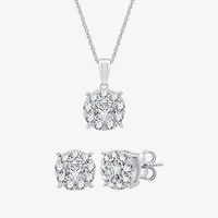 (G, Si1-Si2) Womens 2 CT. T.W. Lab Grown White Diamond Sterling Silver Round 2-pc. Jewelry Set