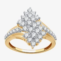 (G, Si1-Si2) Womens 1 CT. T.W. Lab Grown White Diamond 14K Gold Over Silver Cluster Cocktail Ring