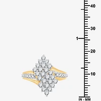 (G, Si1-Si2) Womens 1 CT. T.W. Lab Grown White Diamond 14K Gold Over Silver Cluster Cocktail Ring