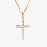 Cross (G, Si1-Si2) Womens 1/2 CT. T.W. Lab Grown White Diamond 14K Gold Over Silver 18 Inch Pendant Necklace