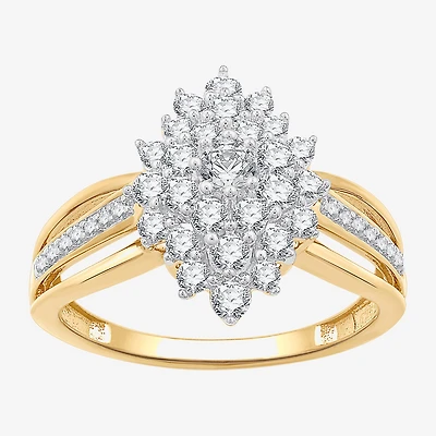 (G, Si1-Si2) Womens 3/4 CT. T.W. Lab Grown White Diamond 14K Gold Over Silver Cluster Cocktail Ring
