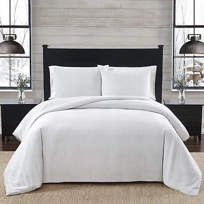 London Fog Herringbone Flannel Duvet Cover Set