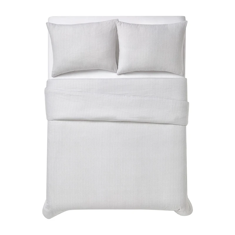London Fog Herringbone Flannel Duvet Cover Set
