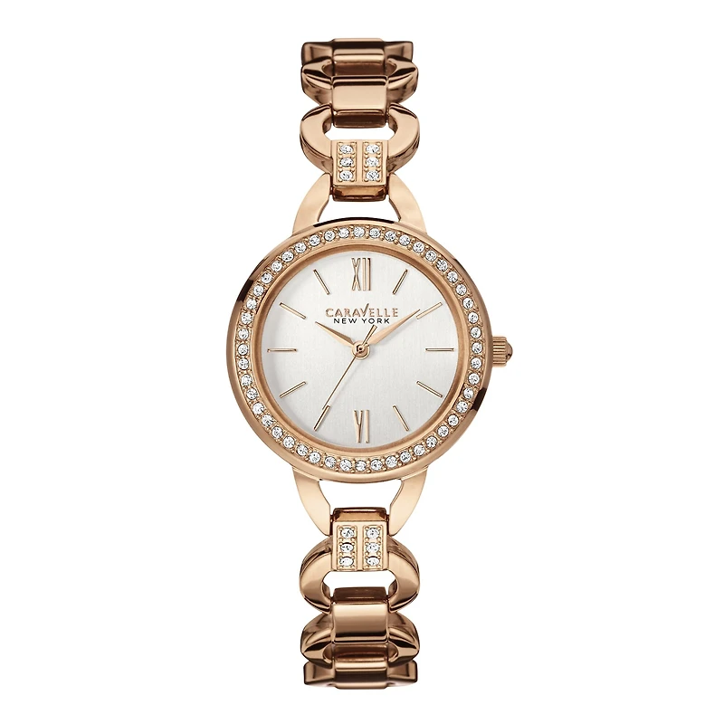 Caravelle New York® Womens Crystal-Accent Open Link Bracelet Watch 44L163