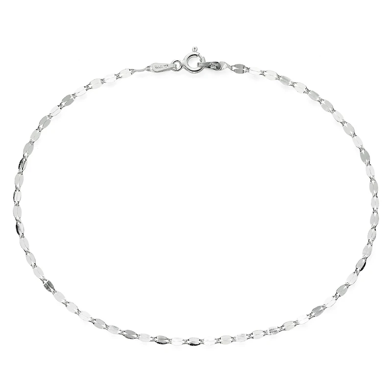 Sterling Silver 9½" Flat Link Ankle Bracelet