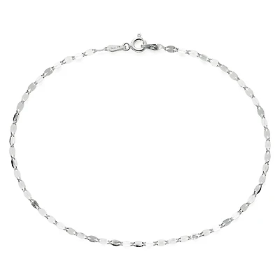 Sterling Silver 9½" Flat Link Ankle Bracelet