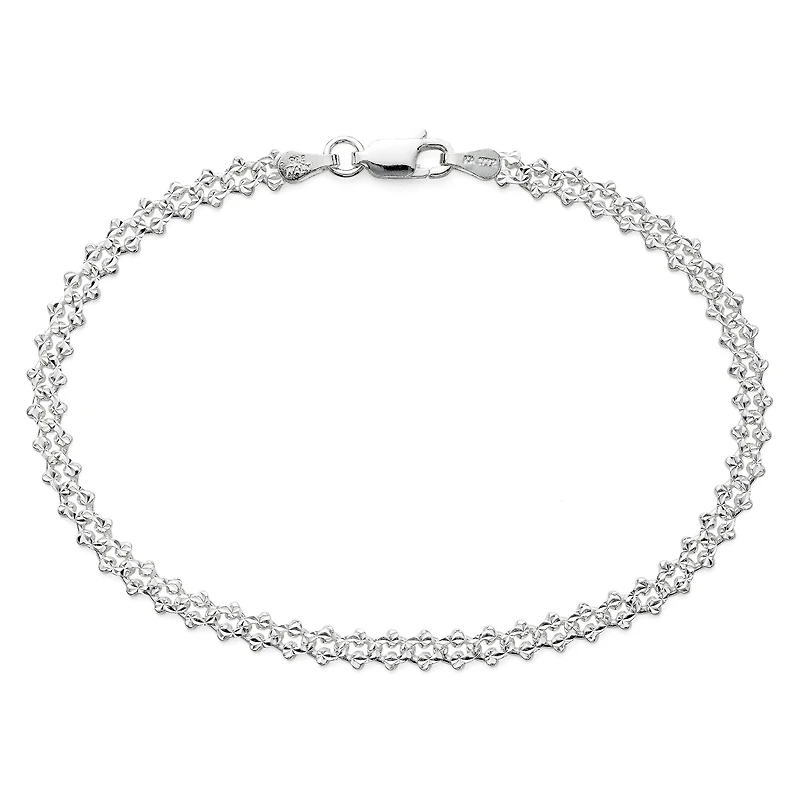 Sterling Silver 7½" Crab Pavé Link Bracelet