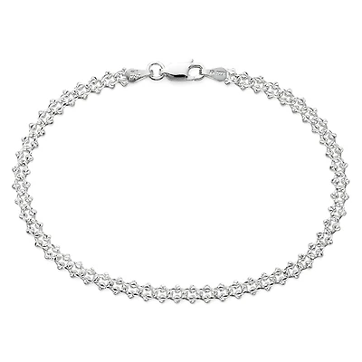 Sterling Silver 7½" Crab Pavé Link Bracelet