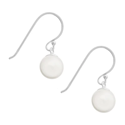 Silver Treasures Womens White Simulated Pearl Sterling Silver Hypoallergenic Drop Earrings